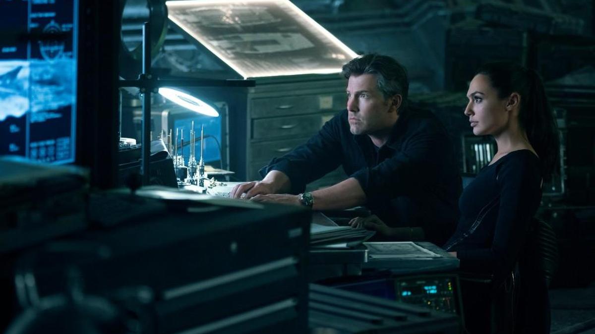 Gal Gadot, right, and Ben Affleck in “Justice League.”