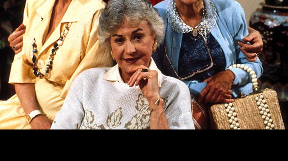 Archive photo of Betty White, Beatrice Arthur, Estelle Getty and Rue McClanahan on the set of the television series “Golden Girls.”