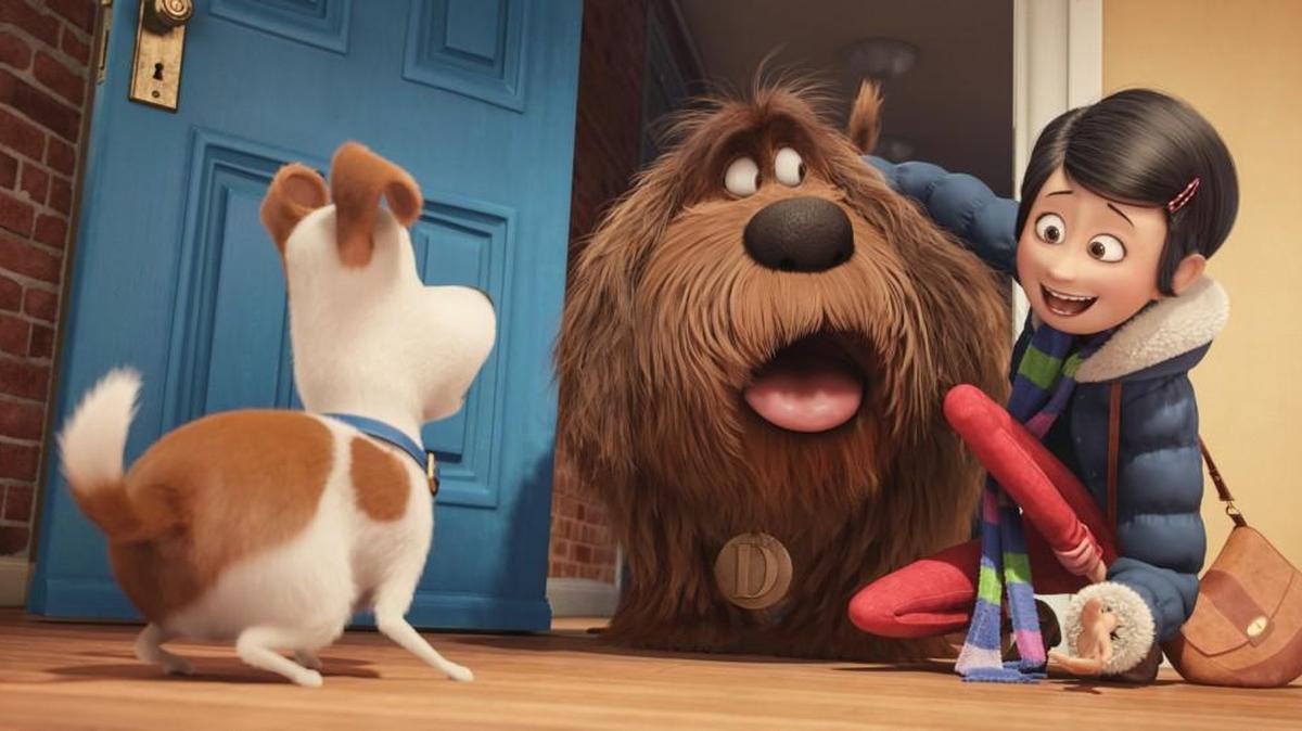 Max, voiced by Louis C.K., from left. Duke, voiced by Eric Stonestreet, and Katie, voiced by Ellie Kemper, in “The Secret Lives of Pets.”