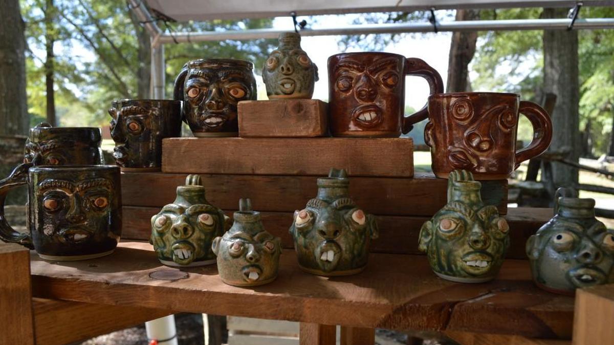 
face jugs by Olivia Walker-Mourglea were on display at last year’s festival
