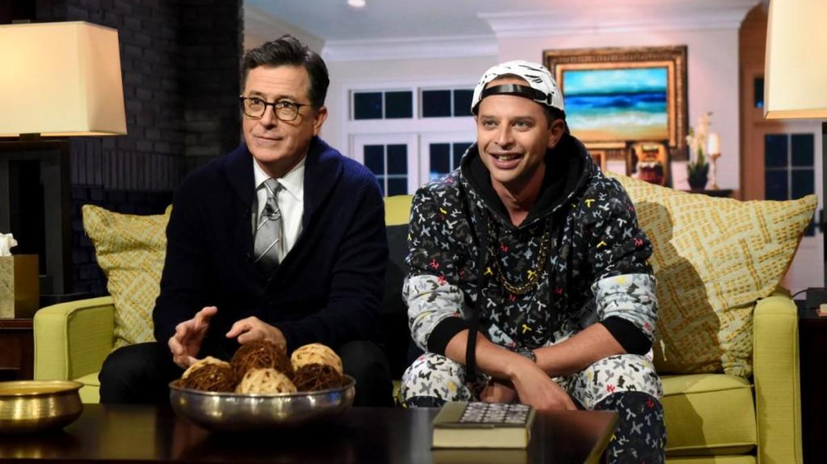 “Late Show host Stephen Colbert and guest Nick Kroll – “Family Meeting with Nick Kroll.”