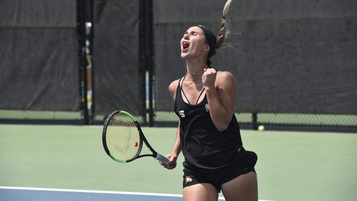 Winthrop's Aida Kelic clinched the final victory for the Eagles May 11, 2018 in Atlanta, helping them beat Auburn in the first round of the NCAA Tournament. Winthrop's tournament win was the first for a Big South Conference school.