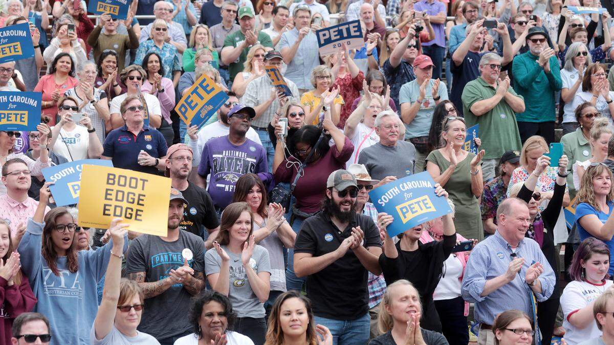 More than 1,700 people packed the Old Towne amphitheater Saturday in downtown Rock Hill to listen to democratic presidential candidate Pete Buttigieg.