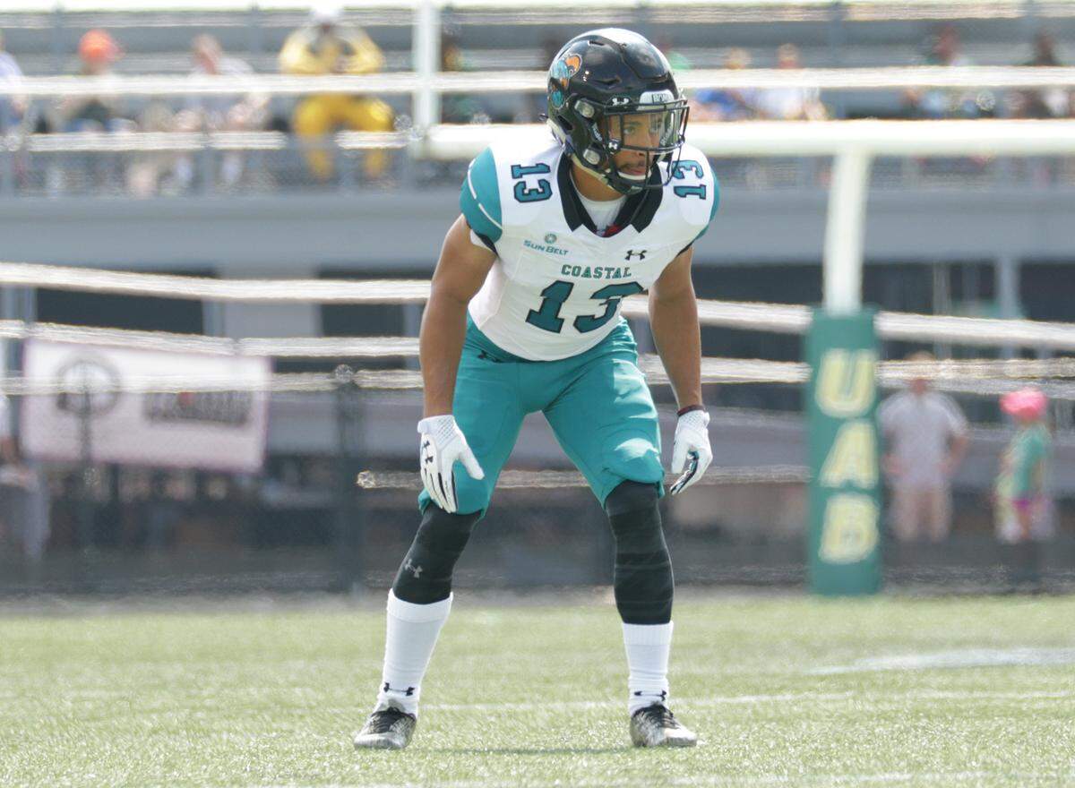 Chandler Kryst prepares himself during a game in 2018. Kryst, now three games into his redshirt senior season, leads the NCAA in interceptions.