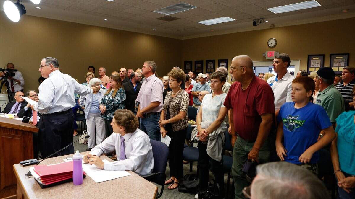 During a 2014 public hearing before the York County Council on a proposed quarry near Clover, Robert Dulin asks people to rise if they were against the quarry.