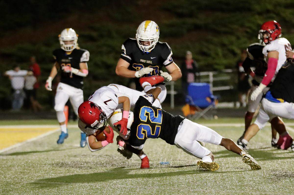 Nation Ford’s (7) Will Alvarado scores a touchdown in first quarter play as Fort Mill hosts Nation Ford in a cross town football rivalry Friday, October 1, 2021.