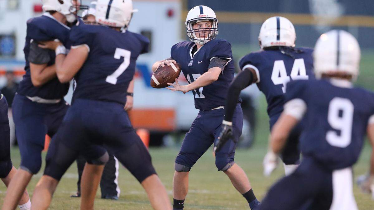 Legion Collegiate Academy held a scrimmage August 30, 2019 because their opponent did not show up for the game. Quarterback Joey Hylinski lookls to throw a pass. ANDY BURRISS-Special to The Herald