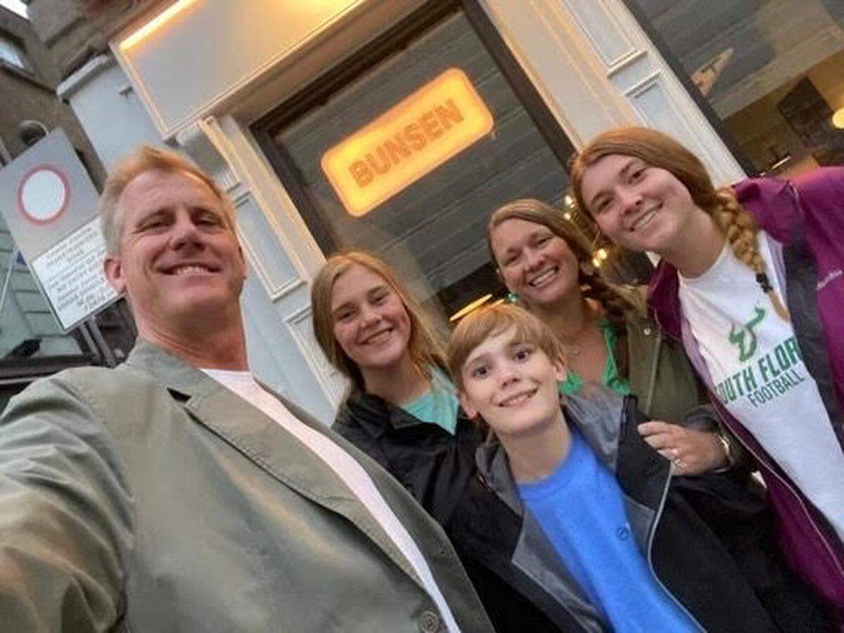 The Joldersma family. Candy Joldersma is the back with the green collared shirt