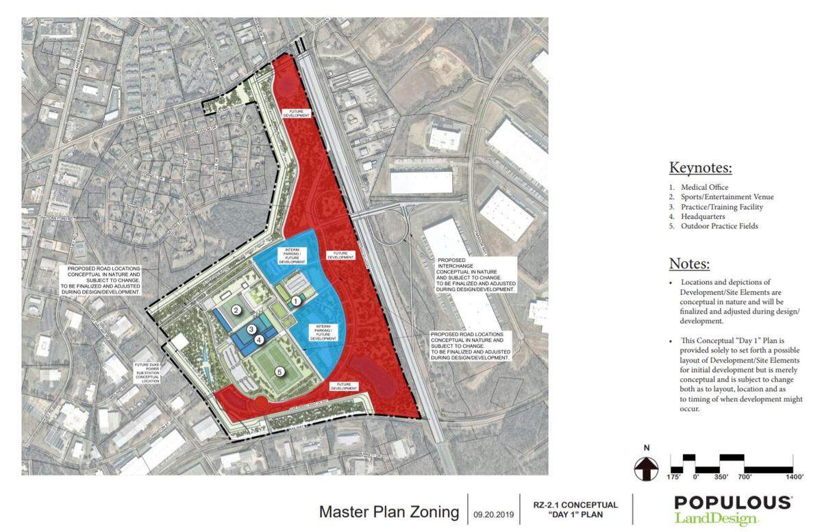 An early sketch plan submitted to Rock Hill planners shows a layout for the Carolina Panthers facility coming to the city.