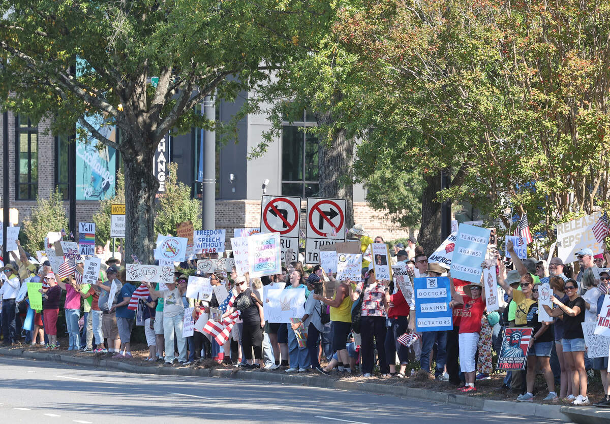 Hundreds of protesters gathered in downtown Rock Hill Saturday for the ‘No Kings’ rally.