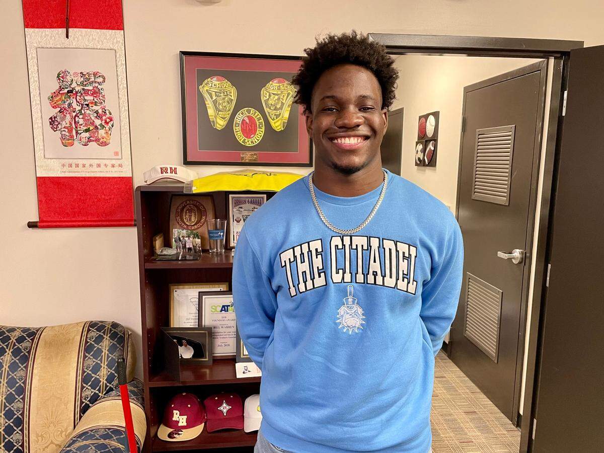 Maurice Bonneau of Rock Hill High School signed to play football at The Citadel on Wednesday.