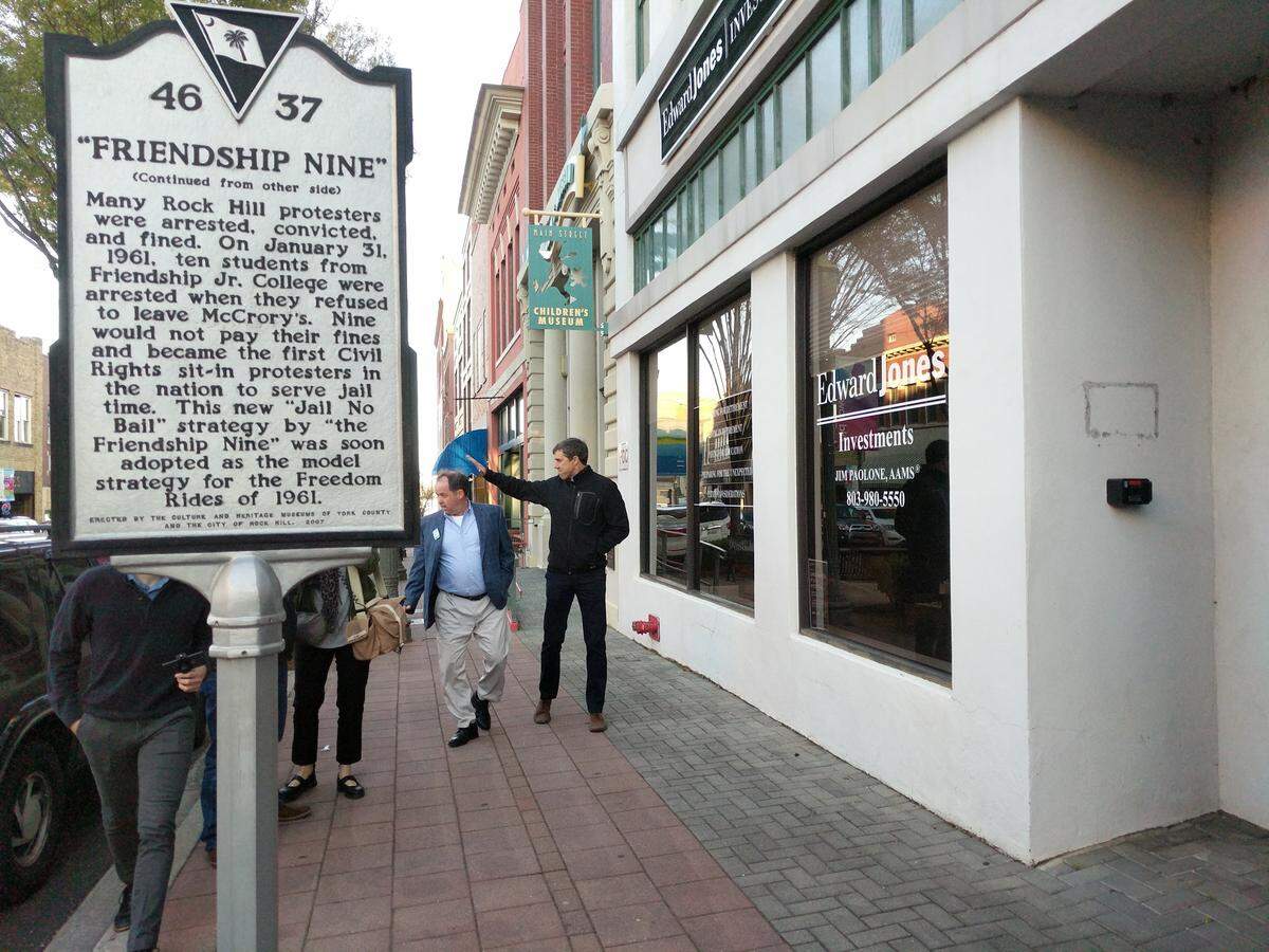Presidential candidate Beto O’Rourke toured the site of the Friendship Nine protest in Rock Hill in 2019.