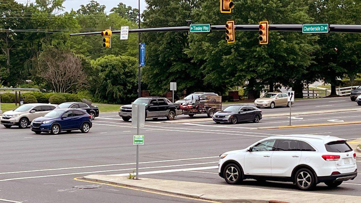Cars pass through an intersection on Dave Lyle Blvd. in Rock Hill.