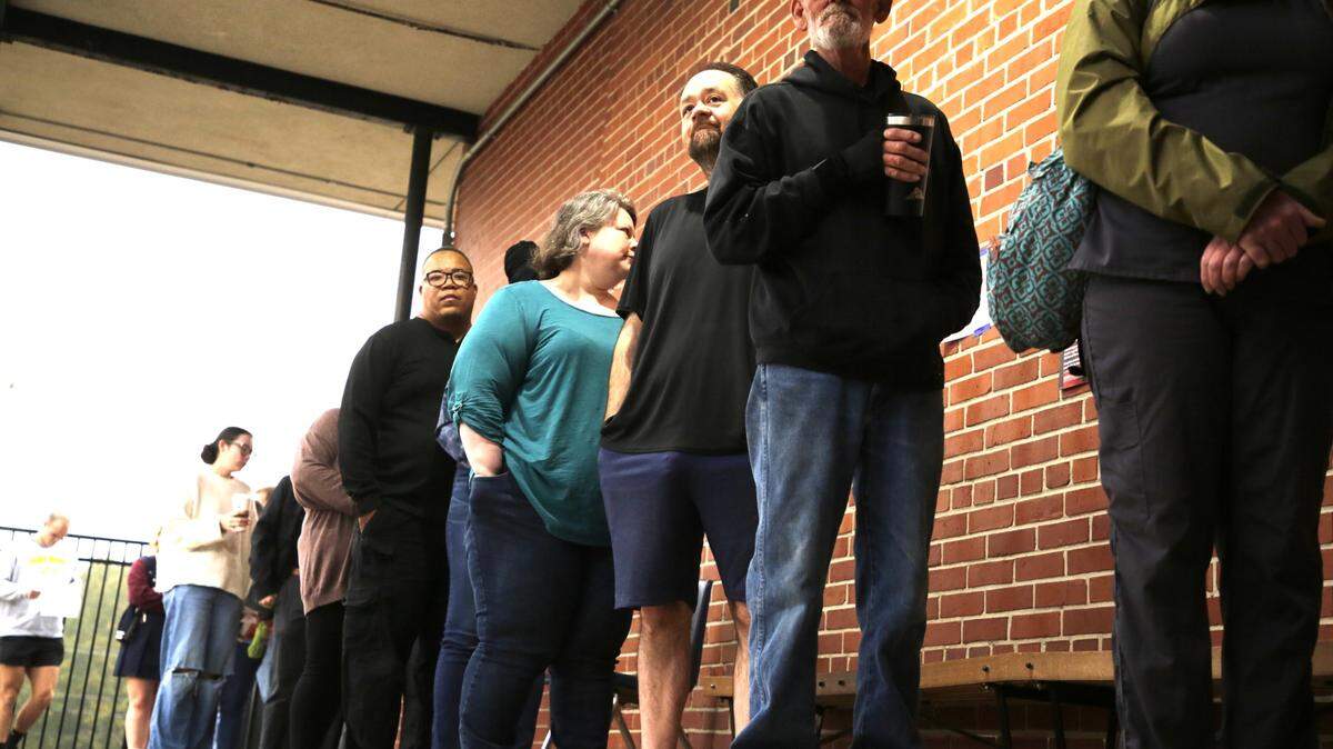 Voters line up early to cast their ballot at Ebinport Elementary School in Rock Hill on Tuesday.