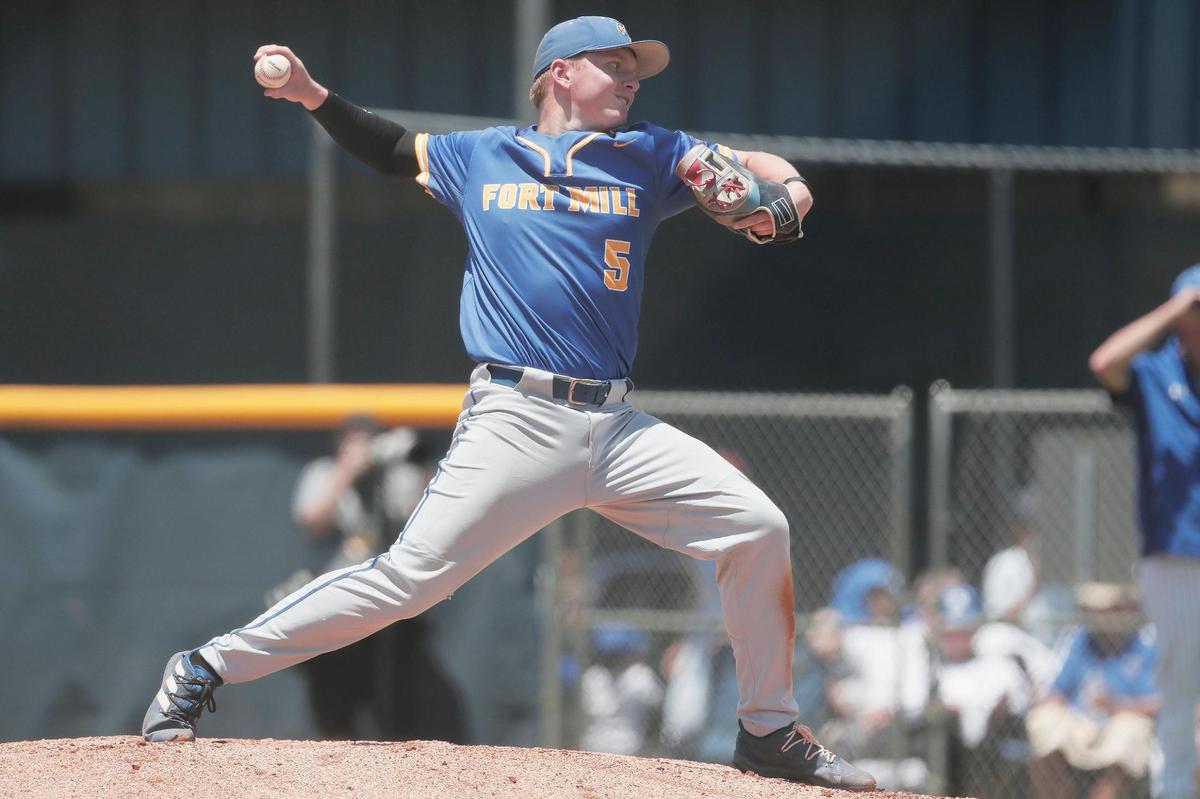 Fort Mill’s Connor Rasmussen 5 pitches to Berkeley in the Class 5A South Carolina baseball state championship on Saturday, May 28, 2022.