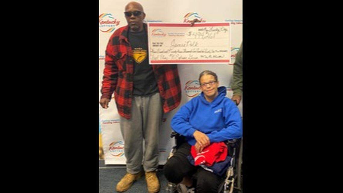 James Polk and his fiance, Maddy, bought a $10 Fast Play Extreme Green ticket at the Lucky Mart in Mayfield on March 3 and soon realized they’d won the jackpot prize.