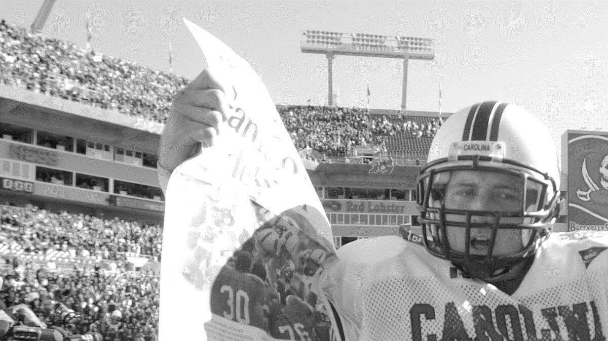 Former South Carolina running back Ryan Brewer is carried off the field by teammates after leading the Gamecocks to a 24-7 victory over Ohio State in the Outback Bowl in 2001. Brewer was named the MVP for the game.
