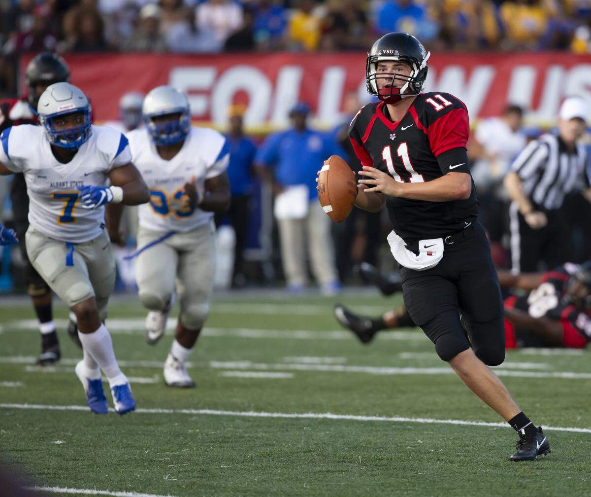 Valdosta State QB and former Fort Mill Yellow Jacket Rogan Wells was named the Gulf South Conference offensive player of the week for the second straight week, after a huge game during the Blazers’ upset of No. 8 West Alabama.