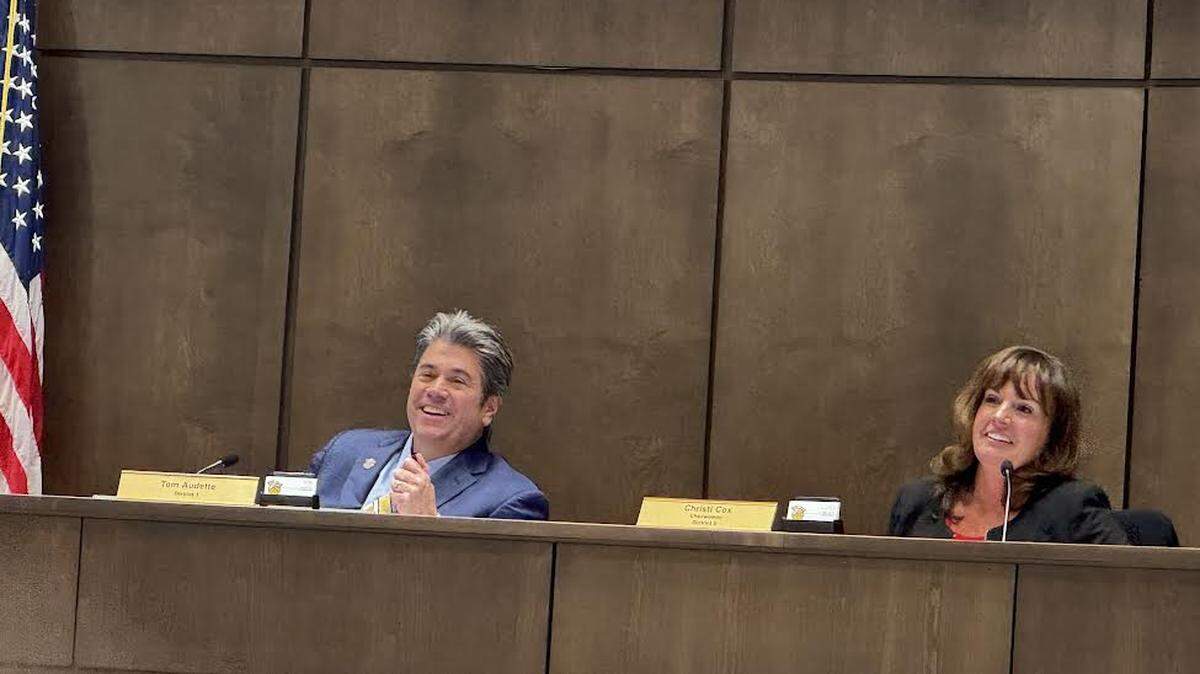 The York County Council unanimously elected Tom Audette, left, and Christi Cox, right, to be vice chair and chairperson during Monday’s council meeting.