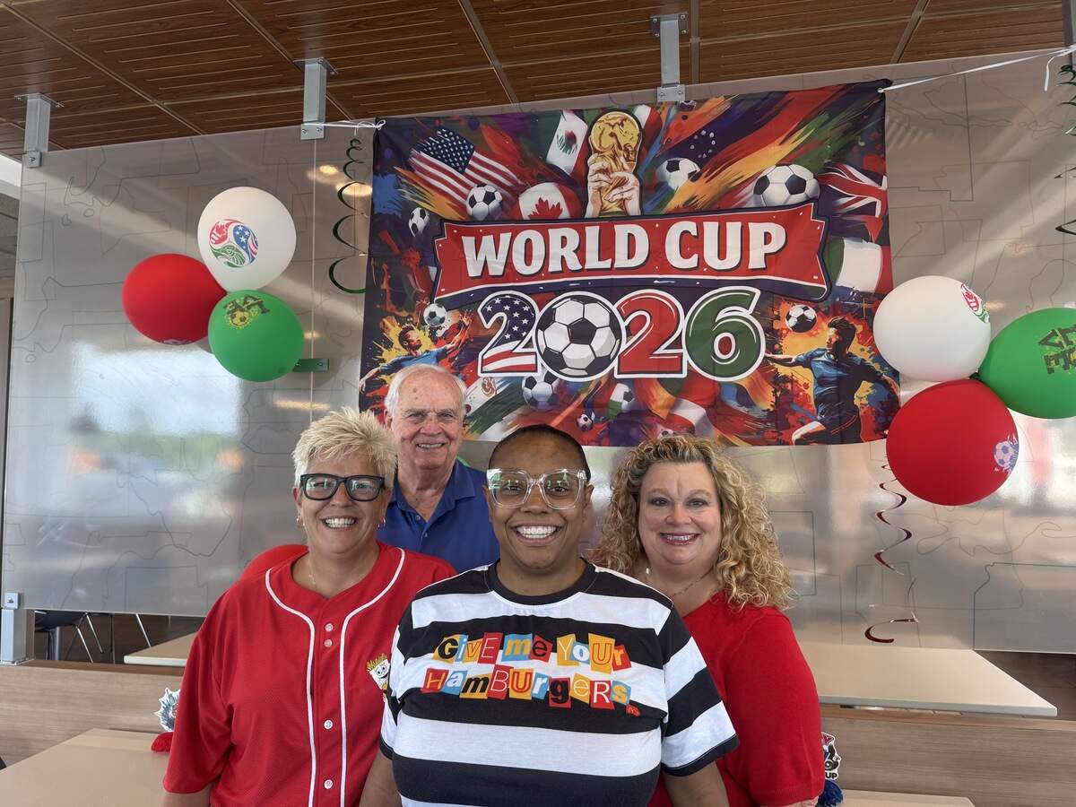 The York County McDonald’s management and ownership team has selected two employees to serve as flag bearers during the FIFA World Cup in Atlanta. From left to right: Angie Wright, Fred Funderburk, Tijuana Matthews and Felicia Hagg.