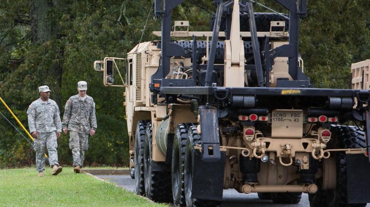 The South Carolina Army National Guard 1222 EN Company (SAPPER) readies for deployment to the coast to help with recovery from Hurricane Matthew. Local National Guard units were activated today.