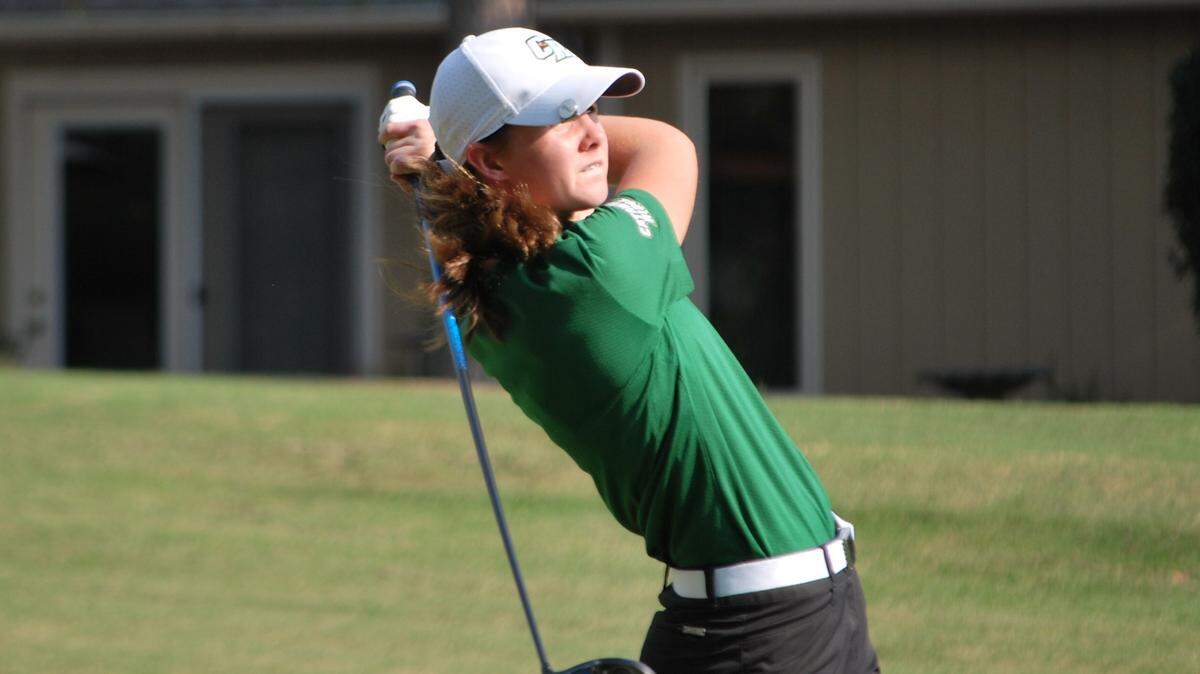 Catawba Ridge’s Katherine Mann tees off at Tega Cay Golf Club during her team’s match against Fort Mill.