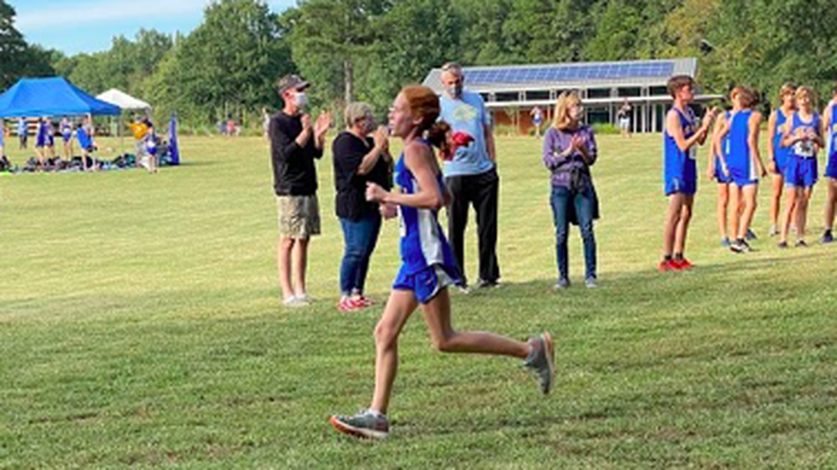 Seventh grader and Fort Mill cross country runner Alivia Cleveland competes at a recent meet.