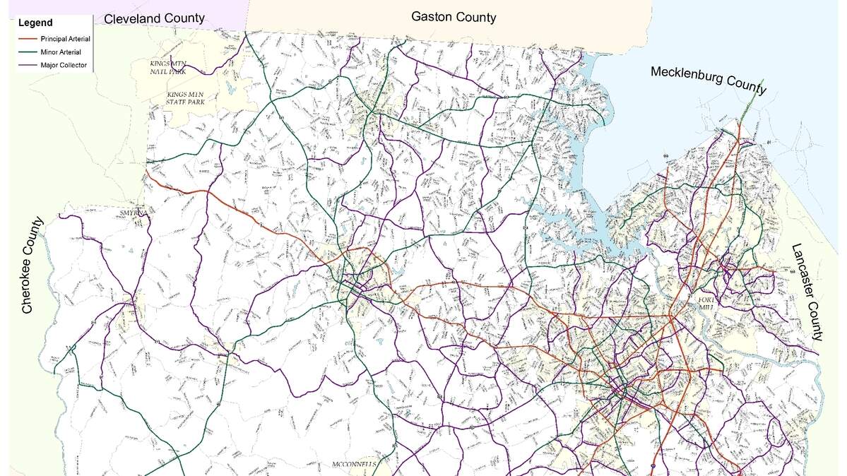 This map shows major roadways in York County, the topic of a potential rule change that could impact residential development in some areas.
