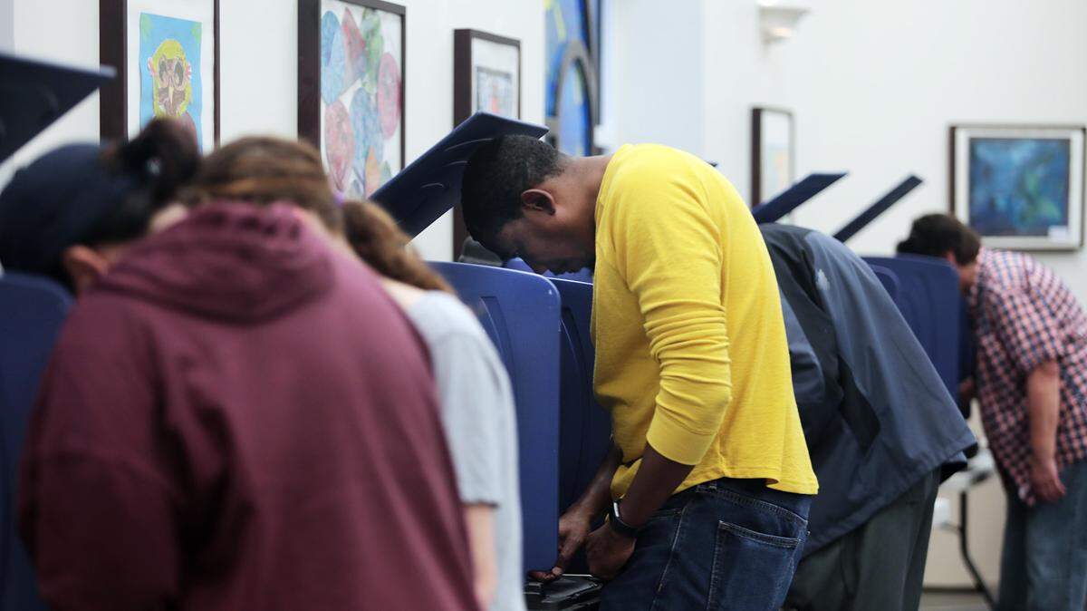 Voters cast ballots Tuesday at Westminster Catawba Christian School.
