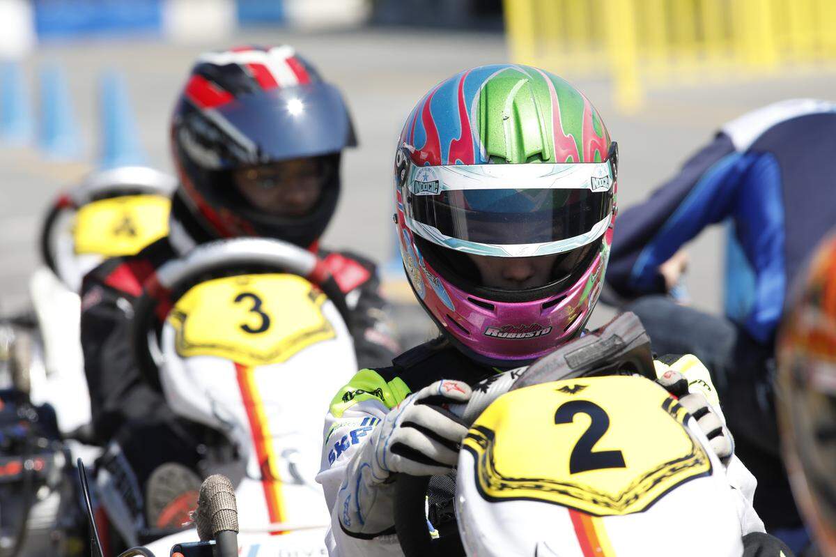 Isabella Robusto, a 14-year-old from Fort Mill, SC, finished her practice lap at a combine in March in Mooresville 2.5 seconds faster than any of the other drivers.