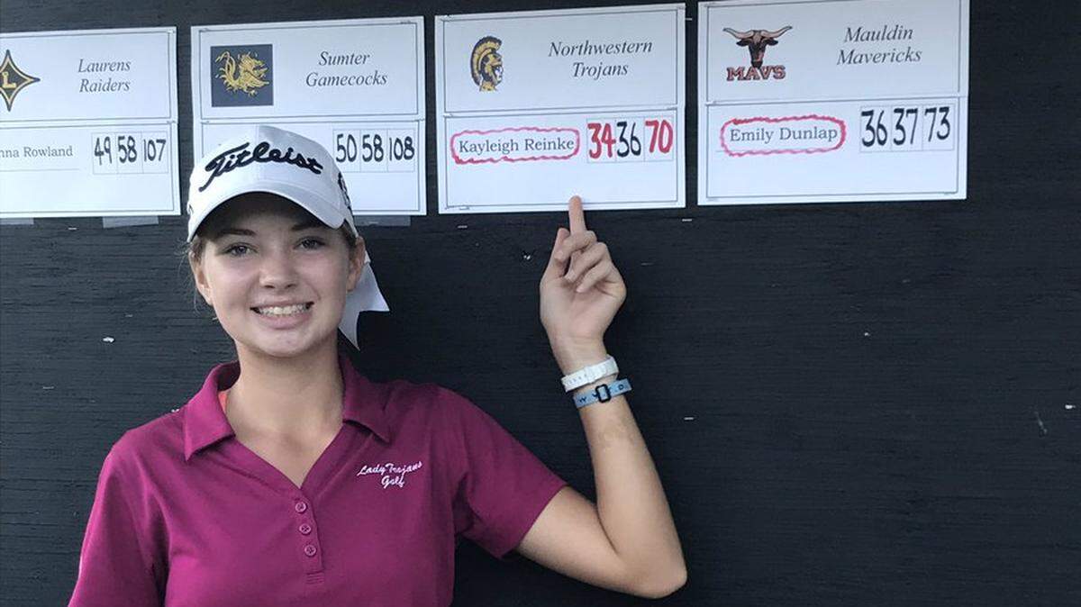 Northwestern’s Kayleigh Reinke qualified for the 5A girls’ golf state tournament, shooting 70 at the Upper State tournament in Rock Hill on Oct. 15.