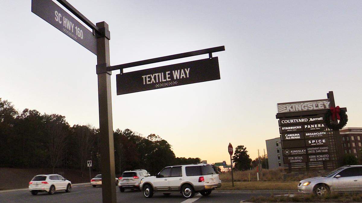 Traffic flows at the intersection of S.C. 160 and Textile Way at Kingsley Wednesday in Fort Mill.