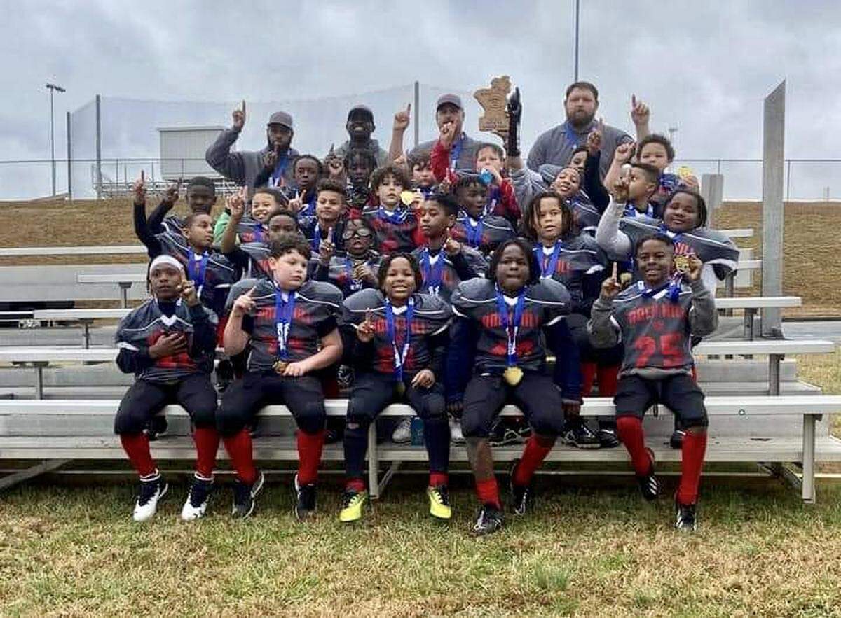 Rock Hill’s 8U All-Star football team pose for a picture after winning the state title in Easley this past weekend.