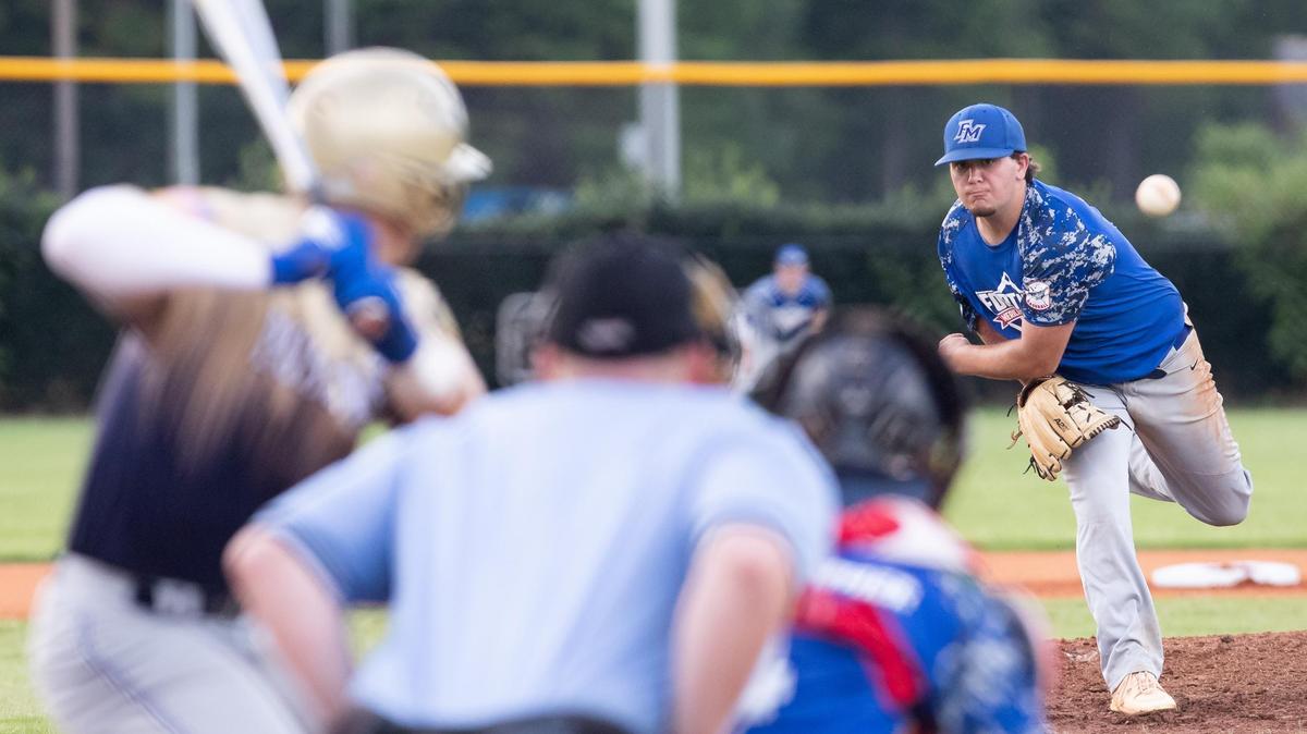 
Fort Mill pitcher  Matt Levy throws a pitch as Fort Mill Post 43 hosts Gaffney Post 109 in American Legion playoff baseball action July 17.
