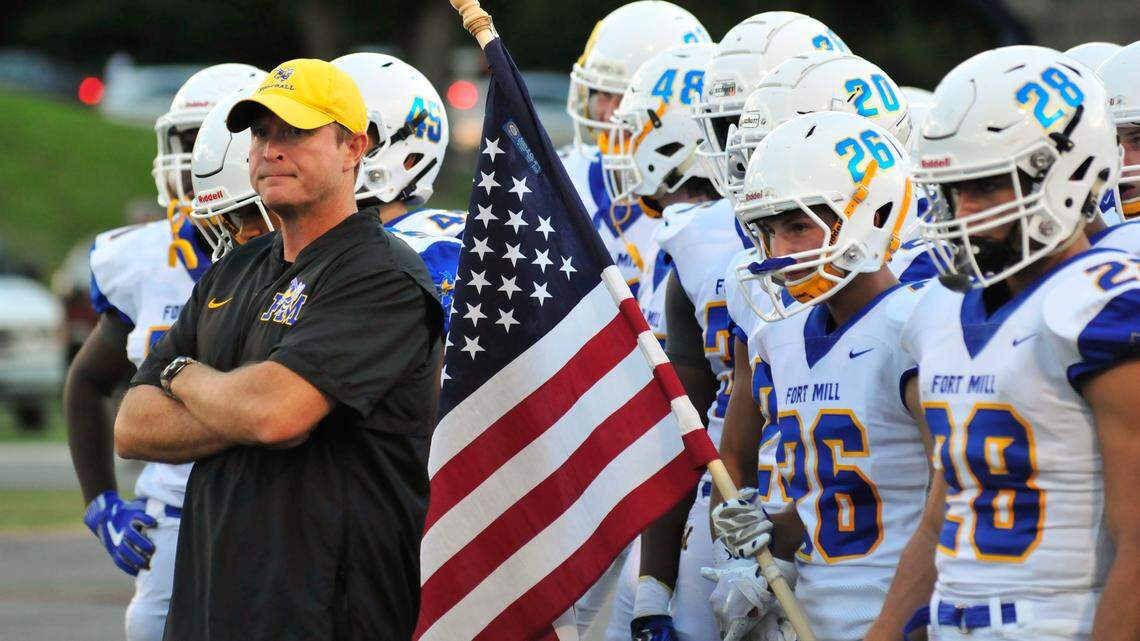 All current and retired military, police, fire and first responders with proper credentials will be admitted free to Fort Mill High School’s home game against Camden on Sept. 7, 2018. First-year Fort Mill coach Rob McNeely said he hopes to make it an annual event around the anniversary of Sept. 11.