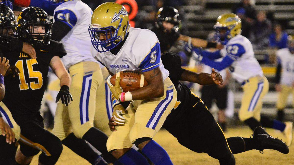 Indian Land’s Brandon Britton (5) on a play with the ball.