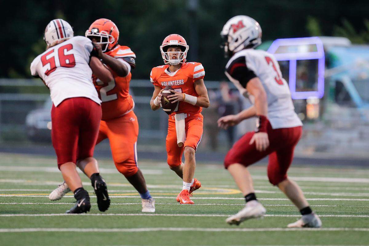 Herald file: Andrew Jackson quarterback Hammond Wrenn drops back for a pass in the preseason Founders Federal Credit Union Jamboree in Lancaster in 2021. The Volunteers welcome Johnsonville to Lancaster County on Friday, Sept. 17.