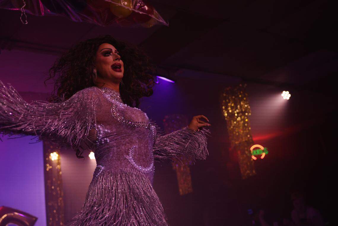 Drag queen Victoria Lefaris peforms at a New Year's Eve party at The Hideaway in Rock Hill, S.C.