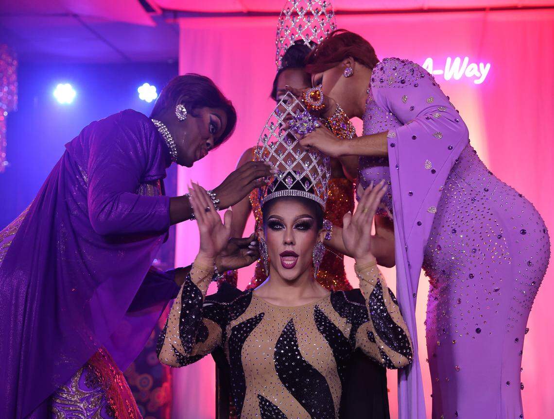 Drag queen Marceline Mashic is crowned during a pageant at The Hideaway in Rock Hill, S.C. in March.
