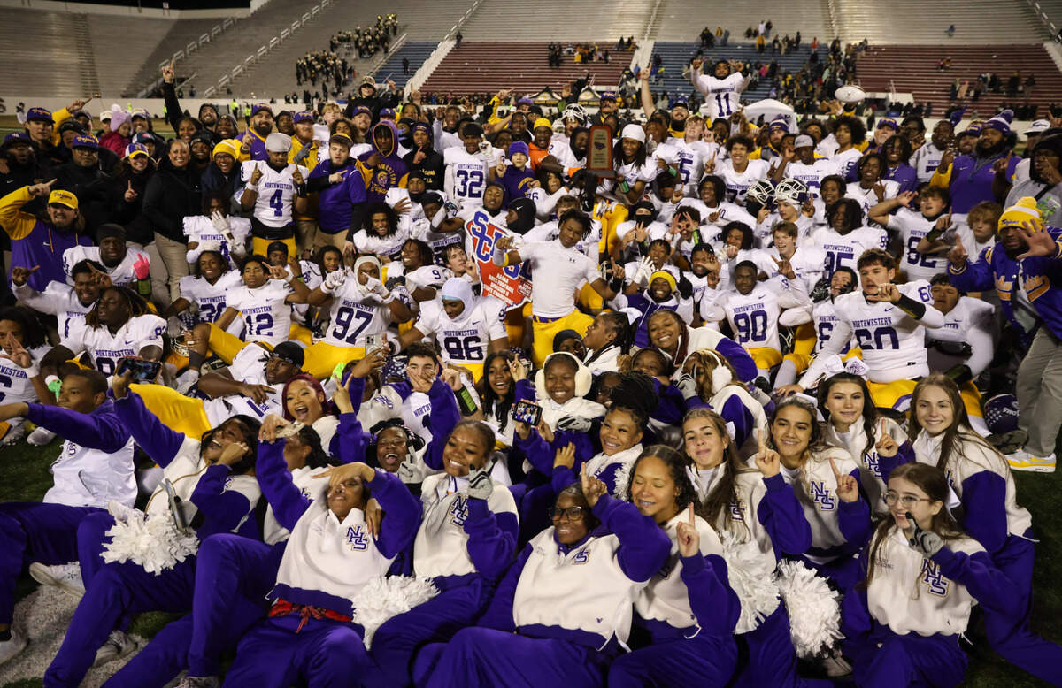 Northwestern players celebrate their win over Irmo in the Class 5A-D2 football state championship game at Oliver Dawson Stadium in Orangeburg on Saturday, December 14, 2024.