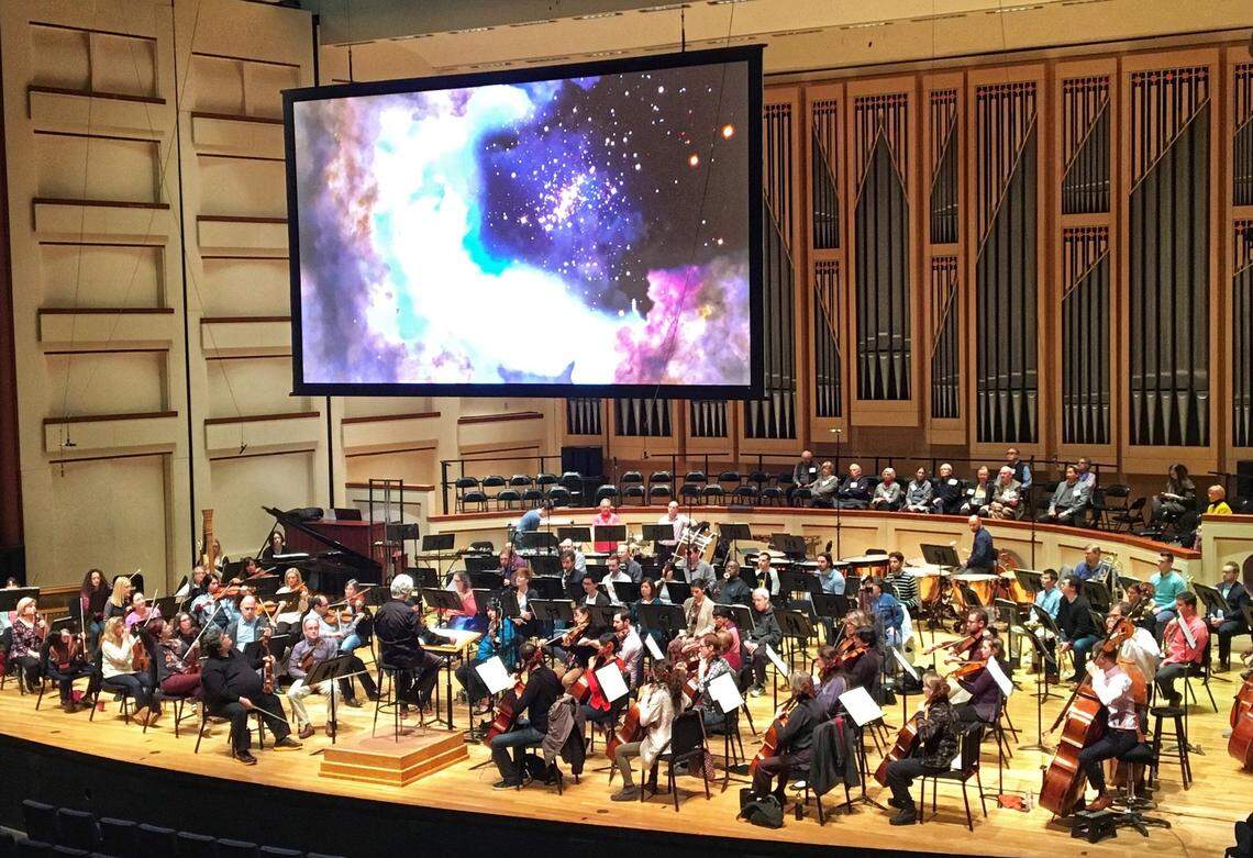 The Charlotte Symphony Orchestra is conducted here by Christopher Warren-Green at the Belk Theater.