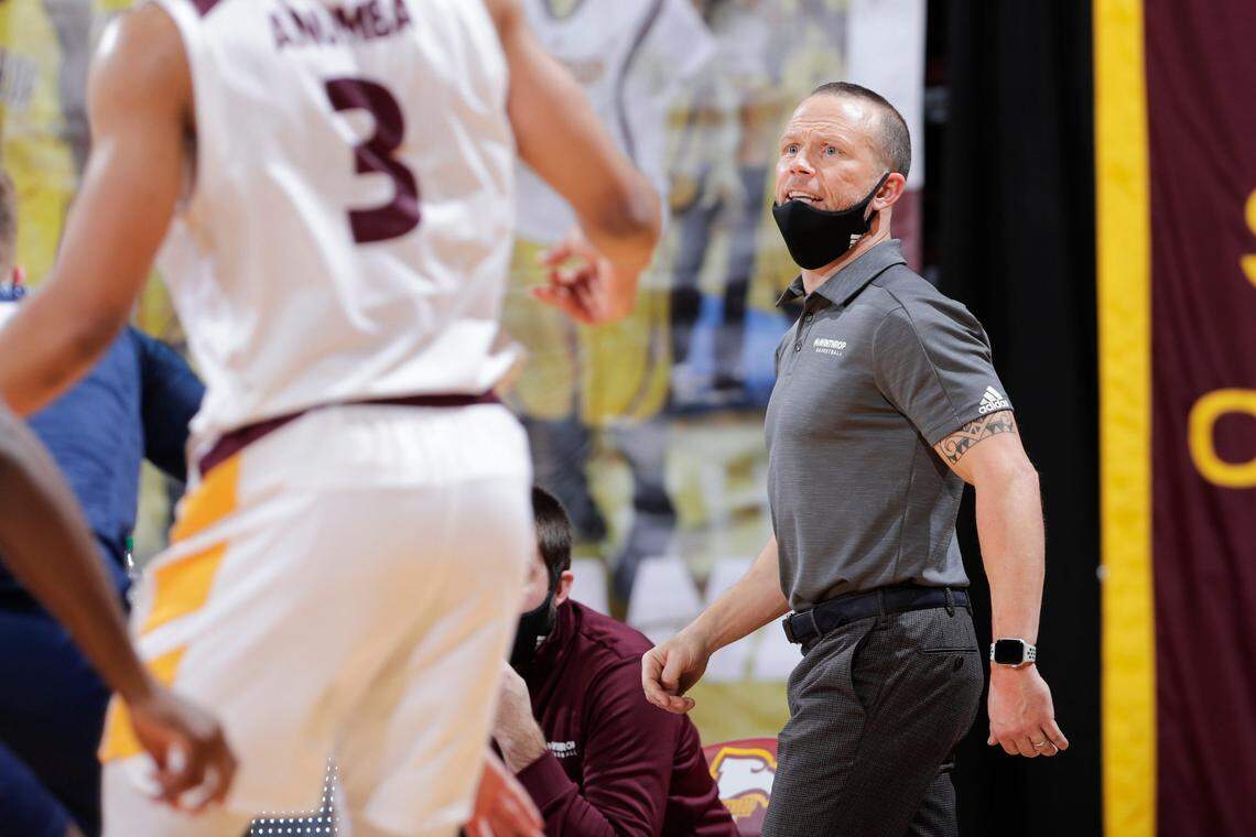 Winthrop takes on Longwood in Big South conference men’s basketball at Winthrop Coliseum on Thursday, January 14, 2021 in Rock Hill, South Carolina.