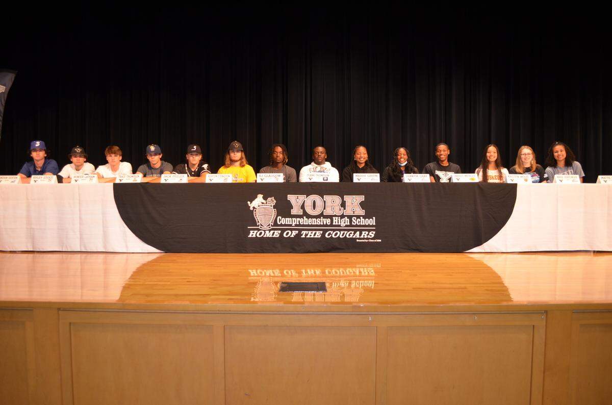 York Comprehensive High School had 15 athletes sign National Letters of Intent recently.