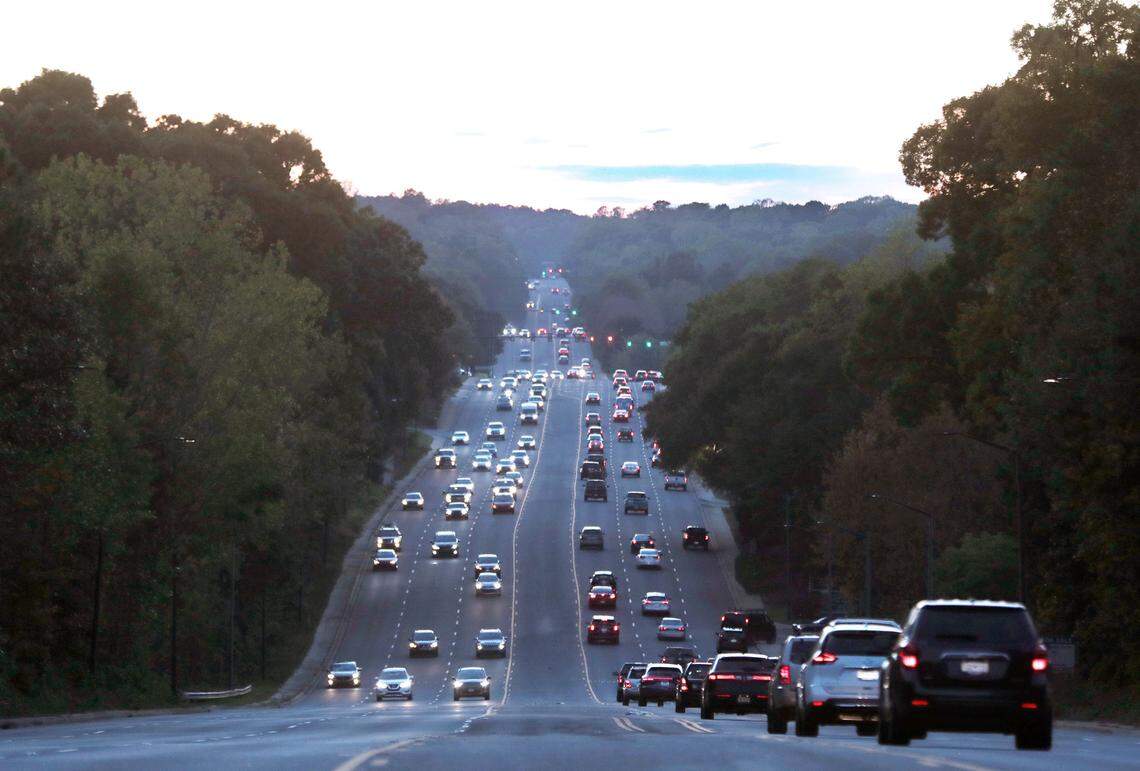 Traffic flows down Celanese Road in Rock Hill.