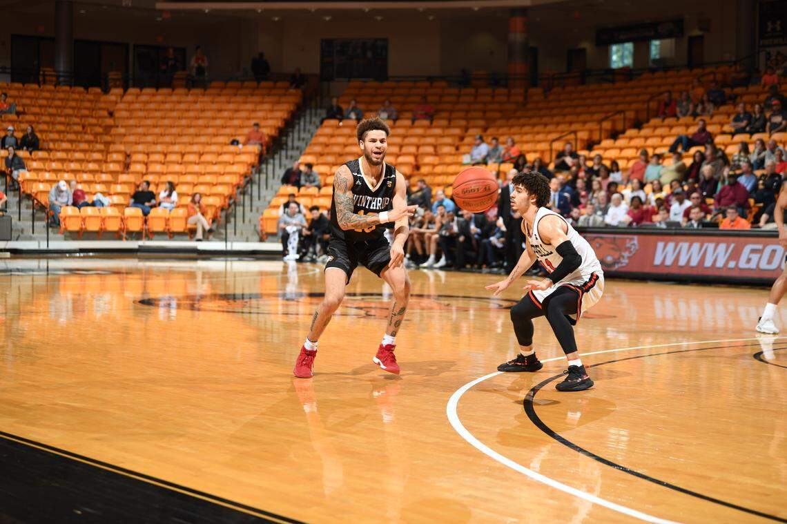 Hunter Hale passes the ball against Campbell on Saturday, Jan. 4, 2020. Hale has been a key reason why the Eagles are on a five-game winning streak.