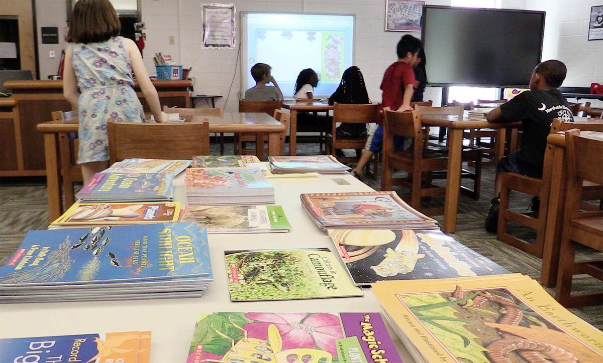 Students participate in a lesson Tuesday at Finley Road Elementary School at the Rock Hill School District’s summer literacy program.