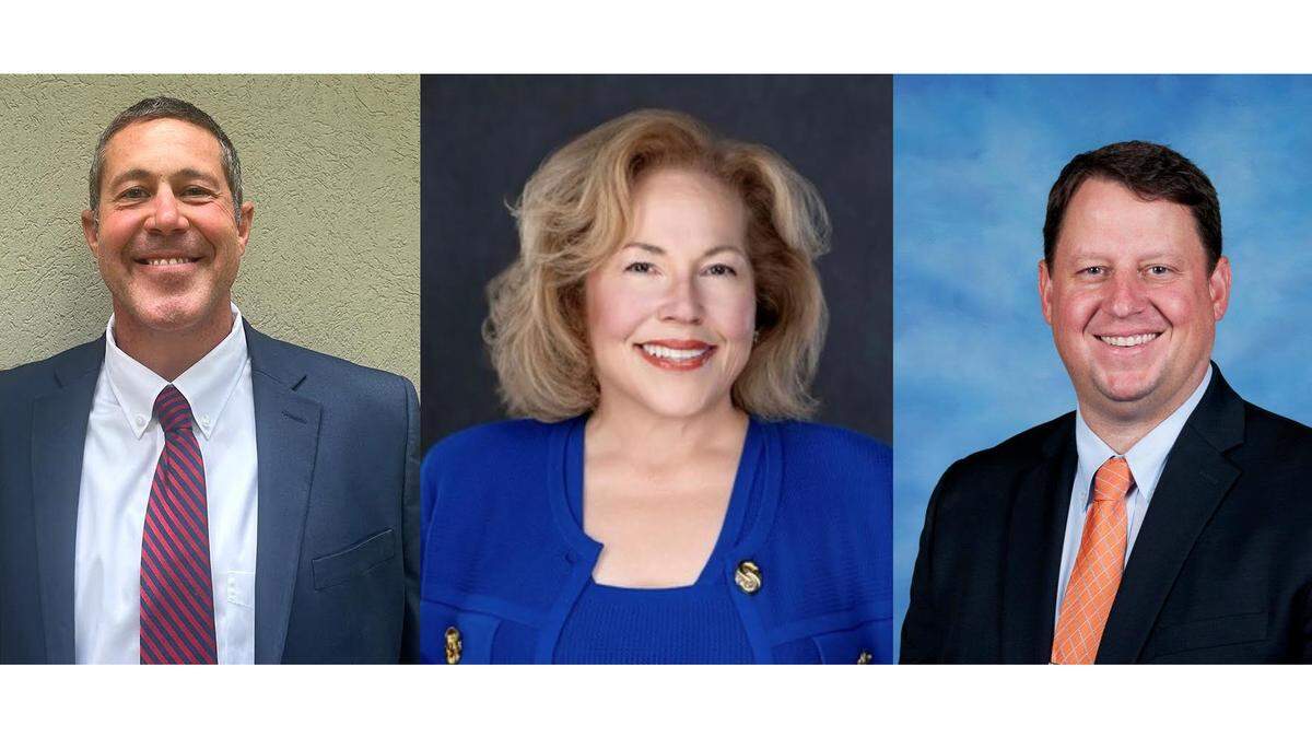 The finalists for Fort Mill superintendent are, from left, Jason Johns, Mary Stratos and Grey Young.