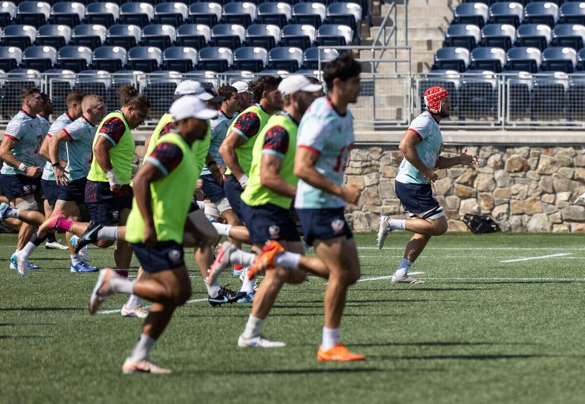 USA Rugby’s Jason Damm practices at American Legion Stadium in Charlotte on Friday.