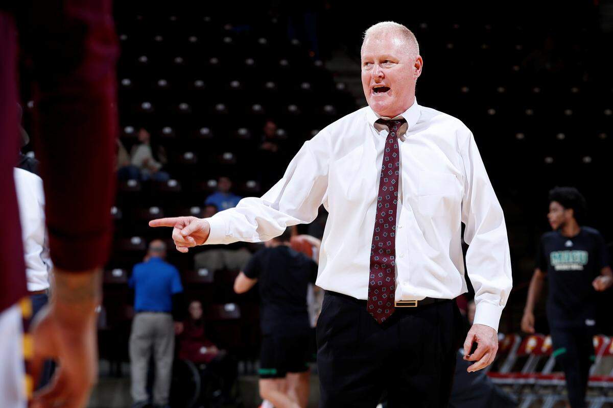 Winthrop assistant coach Dave Davis makes a point during his team’s game against Mid-Atlantic Christian at Winthrop Coliseum on Saturday, November 16, 2019 in Rock Hill, South Carolina.