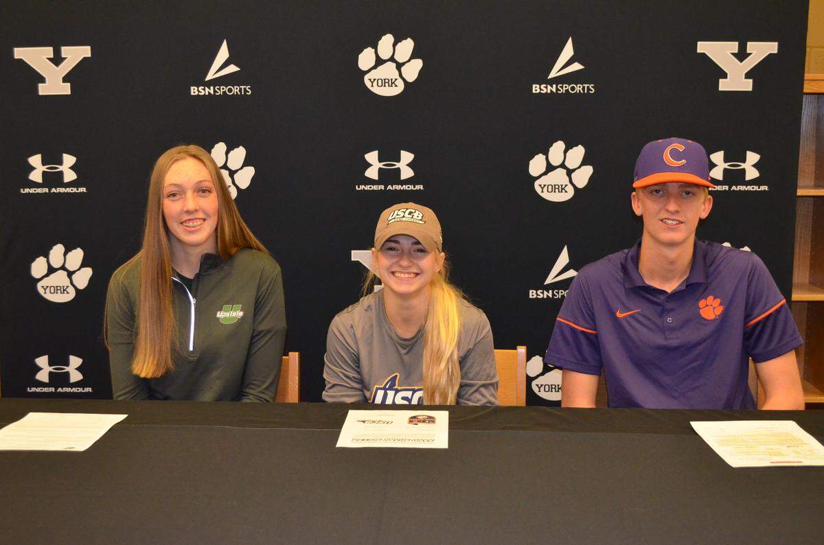 (From left) Haylee Myrup, Aubrey Mowrey and Nick Clayton were recognized Wednesday at York Comprehensive High School.